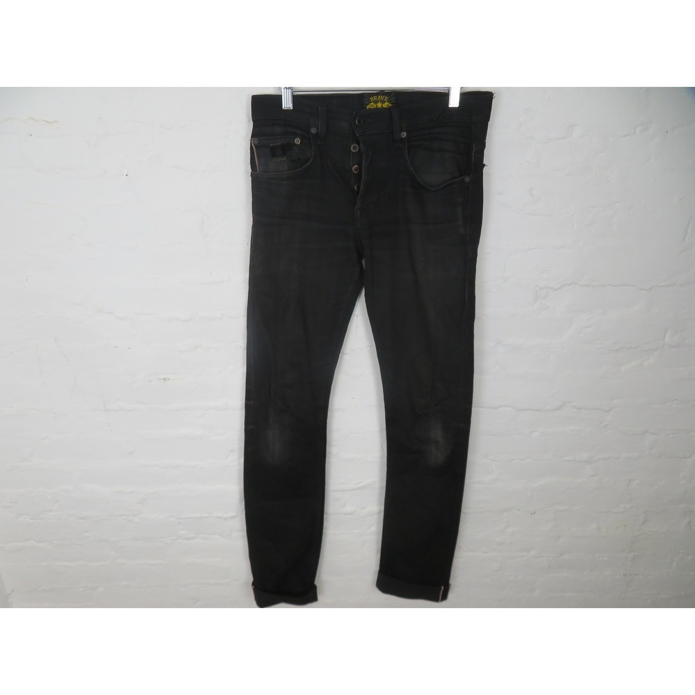 Brave Star Jeans Mens 29x34 Black Redline Selvedge Denim Button Fly USA Made